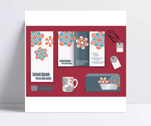 翱翔設計服務 粉色花形VI模板，打造企業品牌視覺識別系統